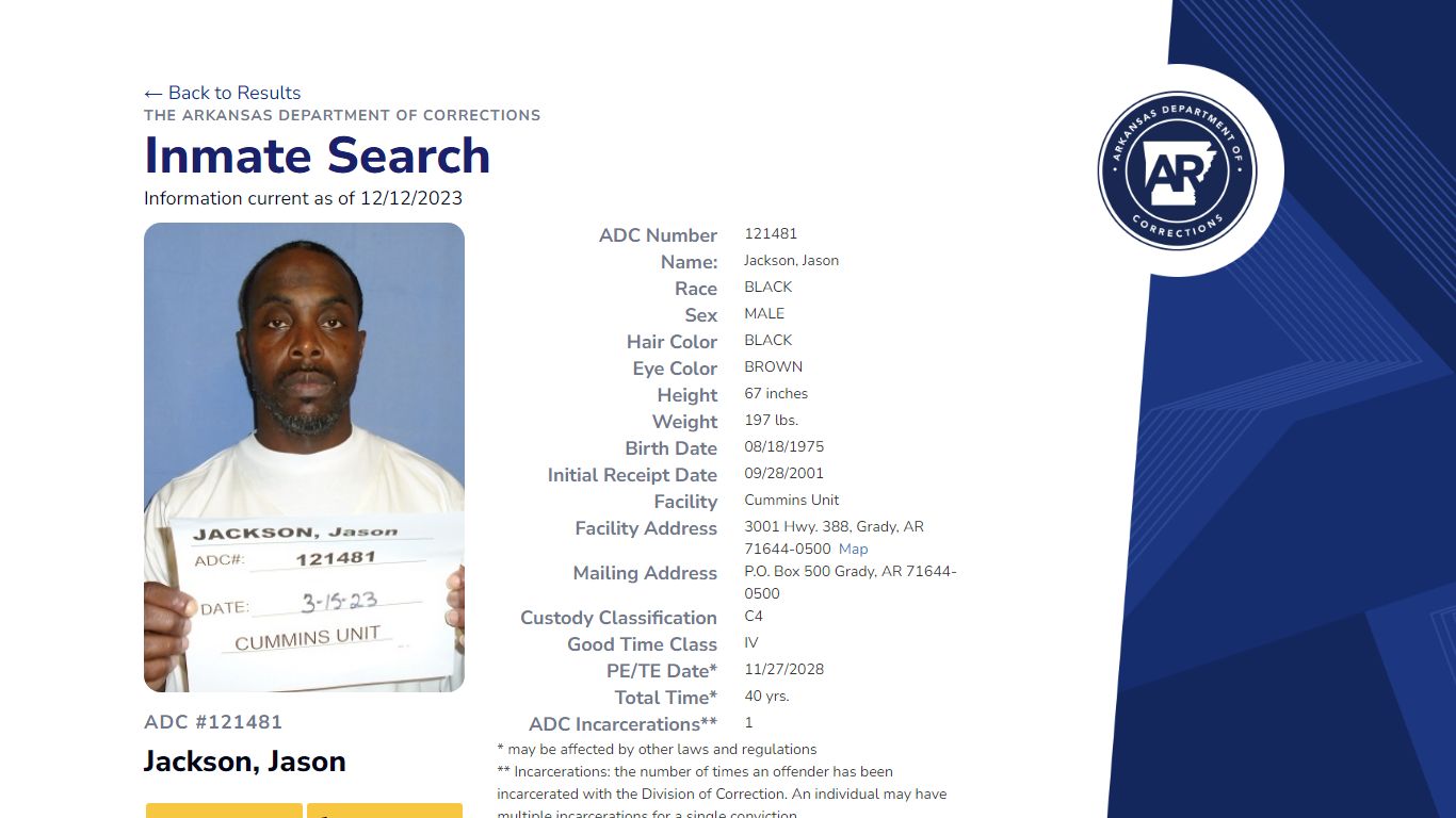 Inmate Search - Arkansas